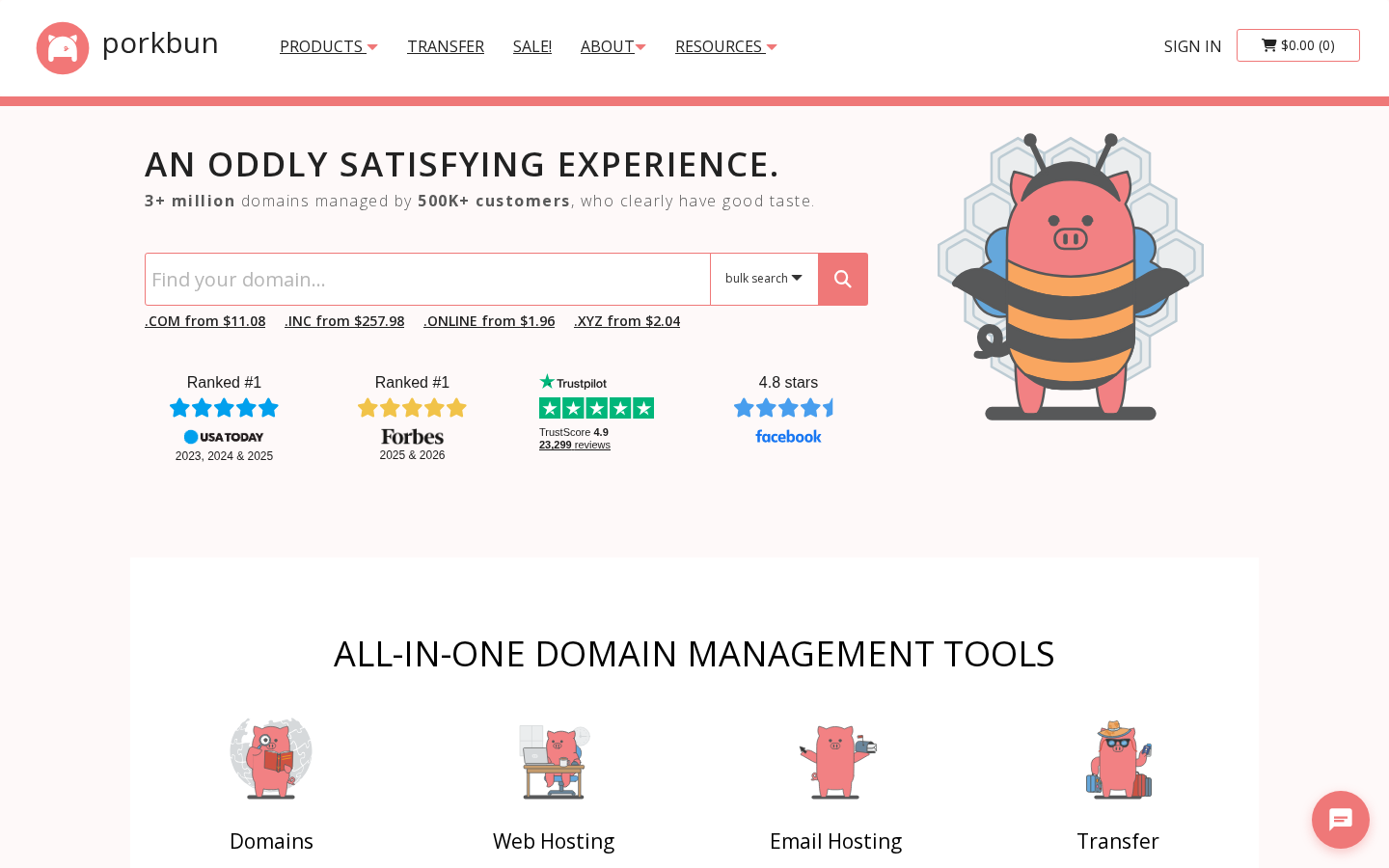 Porkbun dashboard screenshot